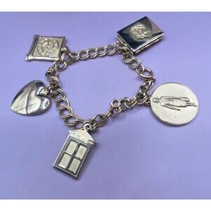 Vintage Gold Tone Charm Bracelet Locket Heart Womens President Award 1963 7”